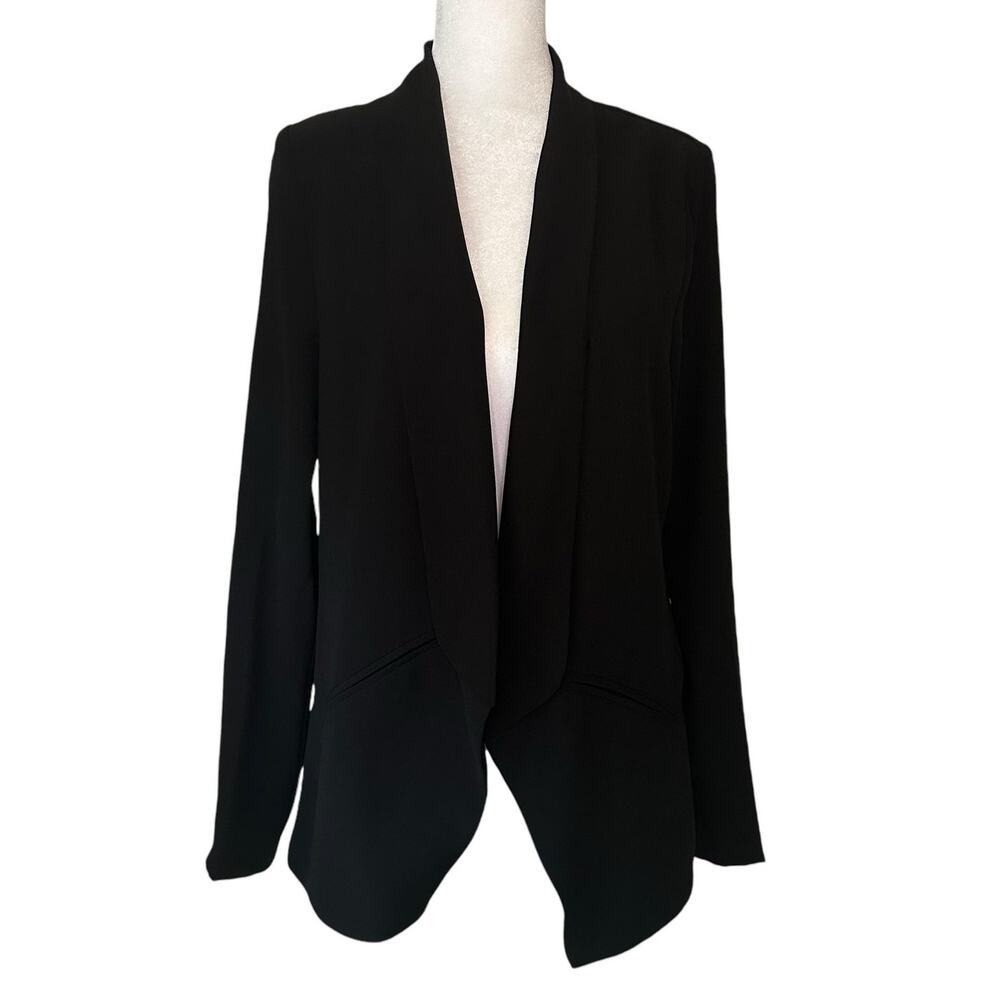Lulus Miss Punctuality black lightweight open-front blazer size M